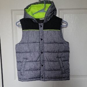 Crazy 8 | Boys Gray and Black Hooded Puffer Vest
